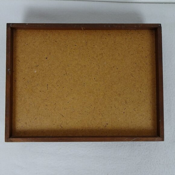 Vintage Wood Serving Tray with Floral Cross Stitch Insert Clear Plastic Overlay - Picture 9 of 9
